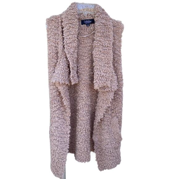 Coffee Shop Teddy Drape Vest Size Small - Picture 3 of 8